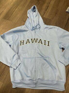 Hawaii Light Blue Zip-Up Hoodie